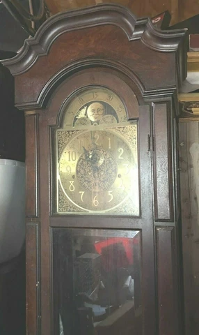 Antique Grandfather Clock - Colonial Mfg. Empire Style  Mahogany, German Cover