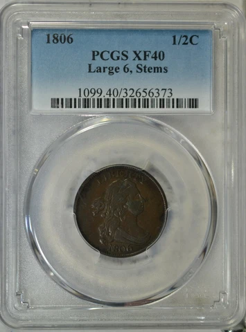 1806 Draped Bust half cent, PCGS XF40..........Type Coin Company Cover