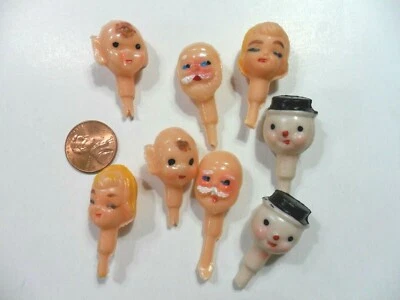 8 cabezas miniatura de celuloide vintage - hechas en Japón Foto 1 de 3