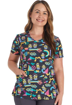 Minions Cherokee Scrubs Tooniforms Disney V Neck Top TF614 DPPV - Image 1 of 4