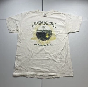 Vintage John Deere Shirt Men’s XL White American Tractor Farming Mechanical 90s - Picture 1 of 9