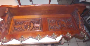 Quartersawn Oak Carved Hall Tree Plate Rack Wall Shelf (RP) (HT-34) - Picture 1 of 6