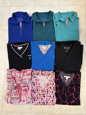 Lot Of 9 Women’s  Scrub Top Sz Large - Image 1 of 4