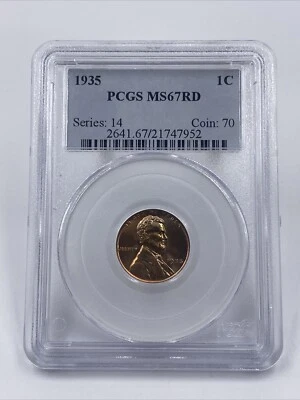 1935 Lincoln Cent  PCGS MS 67 RD Red - Image 1 of 4