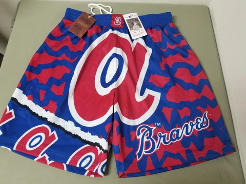 New Mitchell & Ness Mens MLB Atlanta Braves Jumbotron Shorts Cover