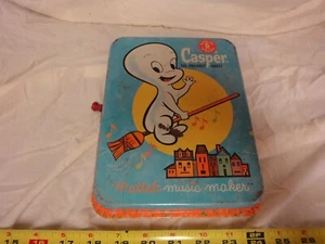 Raro! Casper the Friendly Ghost vintage, Mattel, scatola musicale giocattolo di latta. - Foto 1 di 7