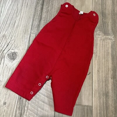 Mono de pana vintage Sears Baby Perma Prest baberos rojo 15-24 libras Foto 1 de 4
