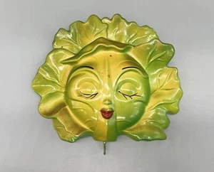 Vintage Anthropomorphic Lettuce Head Chalkware Wall Plaque Decor Miller Studios - Picture 1 of 5