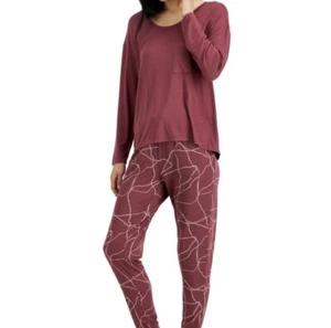 NWT Alfani Women's Long-Sleeve Jersey Sleep Top & Jogger Pants in Ginger Tulip - Picture 1 of 14