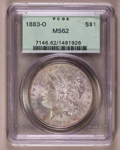 1883-O Morgan Dollar PCGS MS62 OGH ***RARO VECCHIO SUPPORTO VERDE*** - Foto 1 di 4