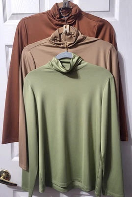 3 Susan Graver стиль коричневый зеленый ржавчины легкий эластичной водолазка верхний США S - Изображение 1 из 4