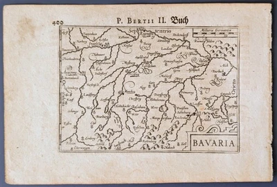 Mapa antiguo alemán grabado 1612 de Baviera Baviera Bertius Kaerius Alemania Foto 1 de 3
