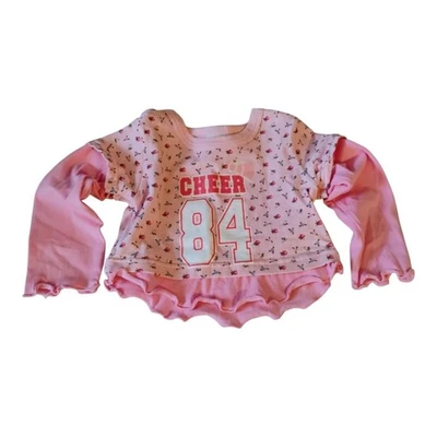 Top Athletic Works Talla 12 Meses Niña Manga Larga Alegría Volantes Brillo Rosa Foto 1 de 4