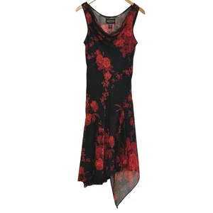 Connected Apparel 90s Y2K Grunge Asymmetrical Hem Floral Beaded Dress Large - Picture 1 of 17