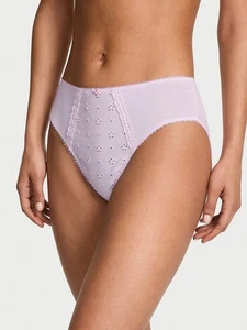 New Victoria's Secret Purple Color Eyelet cotton/modal High Leg Brief panty, M - Picture 1 of 5