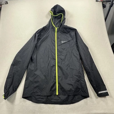 Nike Running Jacket Mens Large Black Hooded Impossibly Light Reflective 620057 - Image 1 of 4