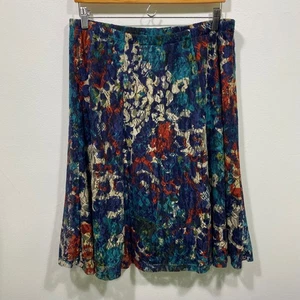 Christopher & Banks Floral Lace Skirt Midi A-Line Colorful Y2K Boho Sz Large - Picture 1 of 9