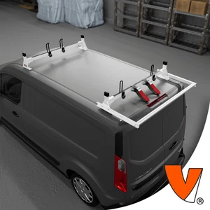 H1 2-Bar Aluminum Rack System w/ Roller Ford Transit Connect 2014-2023 White - Bild 1 von 10