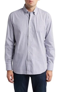 $250 - Peter Millar Crown Crafted Flex Check Button-Down Shirt in Navy Size L - Picture 1 of 5