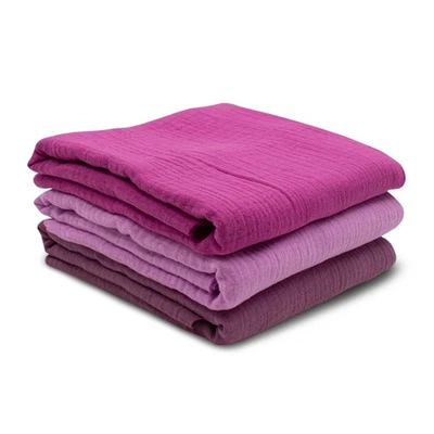 3x Double Gauze Musselin Set je 0,5m x 1,35m Stoff 100% Baumwollstoff Set28 Lila - Bild 1 von 4