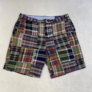 Polo Ralph Lauren Madras karierte Shorts Gr. 35 Patchwork klassische Passform 9 Zoll - Bild 1 von 6