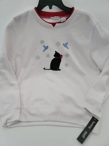 Hasting & Smith Petites Mujer Pullover Sudadera Bordada Gato Pequeño Med - Imagen 1 de 7