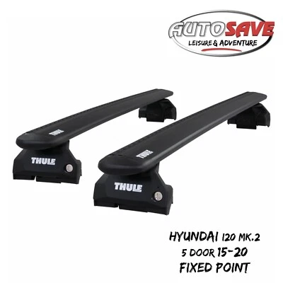THULE - Barras de teto WingBar EVO (preto) para caber MK2 Hyundai i20 5 portas (2015-20) - Imagem 1 de 4