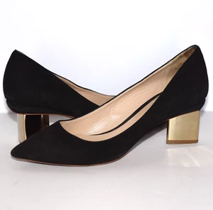Nicholas Kirkwood Black Suede Prism Gold Heel Pointed Toe Pump Sz EU 39.5/US 9 - Picture 1 of 8