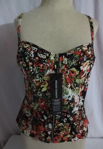 Allen B by Allen Schwartz Sleeveless Floral Boned Zip front Corset Top Sz 10 NWT - Picture 1 of 11