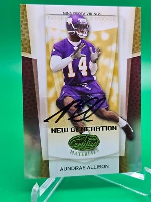 Aundrae Allison 2007 Certified Materials New Generation GOLD 17/25 Rookie Auto - Image 1 of 2