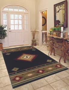 Hudson by Oriental Weavers. Transitional Southwest Lodge Area Rug. Black/Red 87G - Picture 1 of 4