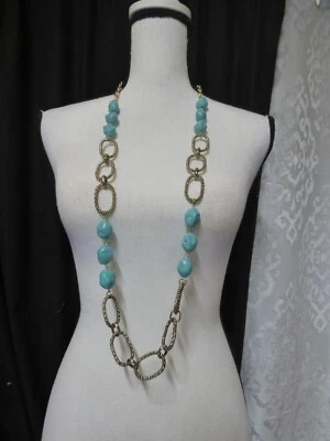 "Collar largo Style&Co turquesa y cadena, 48""" Foto 1 de 4