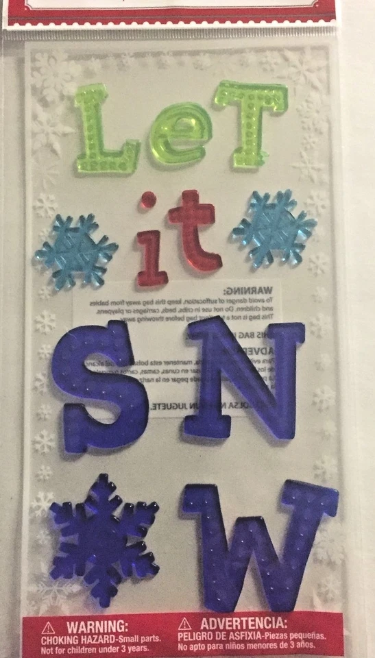HOLIDAY TIME Holiday Snowflakes Let It Snow Window Gel Sticker Cling Decor classroom #2