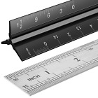 Architectural Scale Ruler Set, 2 Pack 12 Inch Aluminum Architect Ruler with Stan