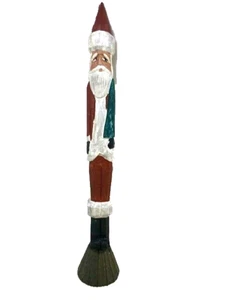 Vintage große Volkskunst primitiver Bleistift Weihnachtsmann Holzfigur Nikolaus - Bild 1 von 11