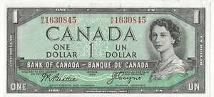 BC-29b 1954 Canada Devil's Face 1 dollar note (Beattie-Coyne) UNC (world lot) - Picture 1 of 2