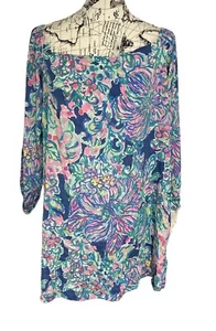 Lilly Pulitzer Adira Silk Dress Off the Shoulder Exotic Escapade Size Large - Picture 1 of 6