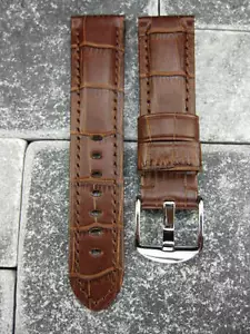 New 22mm Gator Grain Leather Strap Tang Buckle Watch Band MONTBLANC Brown 22 RE - Picture 1 of 4