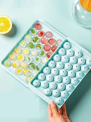 Ice Cube Tray with Lid , 33 Grids Ice Ball Maker Mould Round Easy Release UK - Image 1 of 4