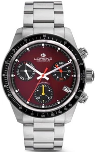LORENZ CALIFORNIA 090003BY Orologio Uomo Cronografo Bordeaux Swiss Made Day Date - Foto 1 di 1