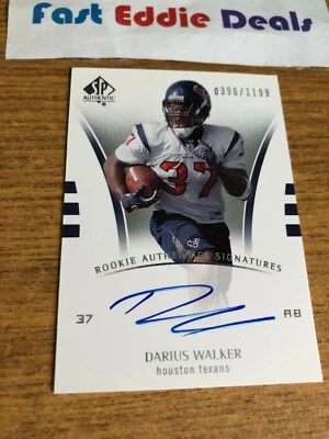 2007 UPPER DECK AUTHENTIC DARIUS WALKER AUTOGRAPH CARD /1199 HOUSTON TEXANS - Image 1 of 2