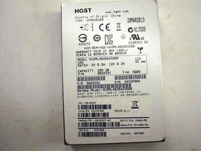 HGST Ultrastar 200GB SSD SAS Drive 6Gbps 2.5" Hitachi HUSML4020ASS600 - Image 1 of 2