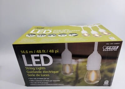 Feit Electric String Lights LED 48ft / 24 Sockets White Cord (Open Box)***New - Image 1 of 4