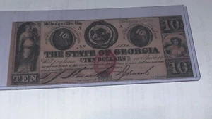 1863 $10 The State of Georgia Obsolete Note W/ Signatures RHW - Picture 1 of 4