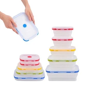 5-Piece Collapsible Silicone Food Storage Containers with Airtight Snap-Top Lids - Picture 1 of 7