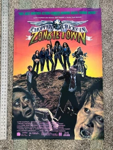 CHOPPER CHICKS IN ZOMBIETOWN (1989) - Original Vintage Video Poster - UNUSED - Picture 1 of 6