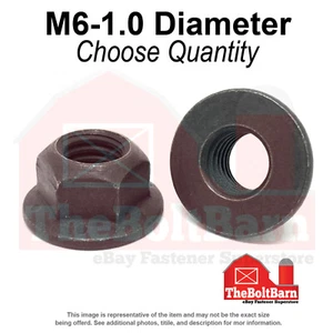 M6-1.0 Class 10 Hex Flange Top Lock Nuts Phos & Oil Coarse Thread (Pick Qty) - Picture 1 of 7
