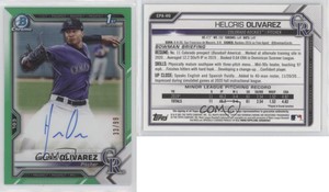 2021 Bowman Chrome Prospect Green Refractor /99 Helcris Olivarez #CPA-HO Auto