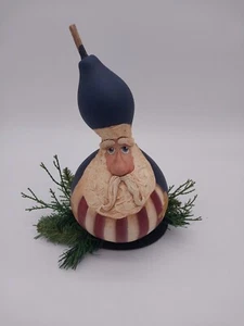 Tío Sam Patriótico Americana EE. UU. Arte Popular Calabaza Pintada a Mano De Colección 13" de Alto - Imagen 1 de 5