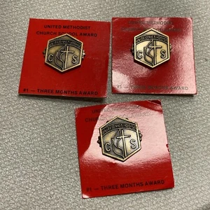 Vintage United Methodist Church School Lapel Pin 3 Months NOS Lot Of 3 - Picture 1 of 4